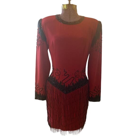 Fabrice Dresses & Skirts - Fabrice Women's Red and Black Formal-dresses 1980s/90s Size 10